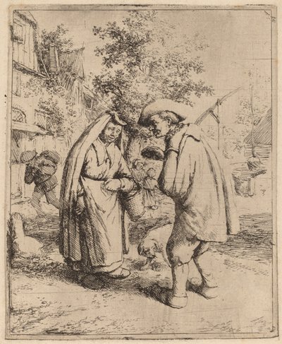 Mann og kvinne snakker av Adriaen van Ostade
