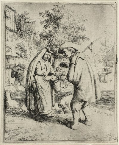 Mann og kvinne snakker av Adriaen van Ostade