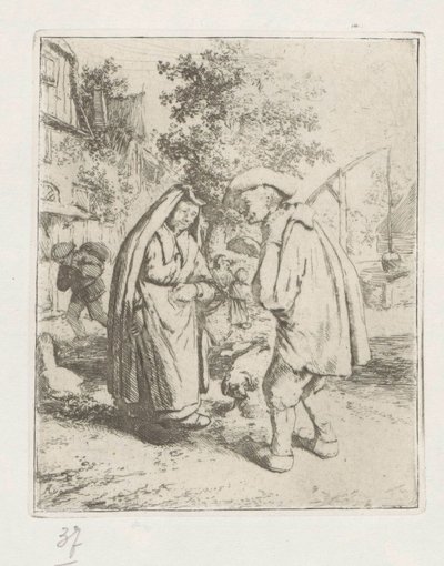 Mann og kvinne i samtale av Adriaen van Ostade