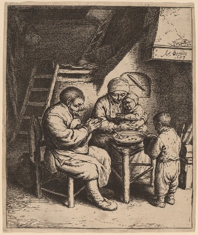 Bondefamilien sier nåde av Adriaen van Ostade