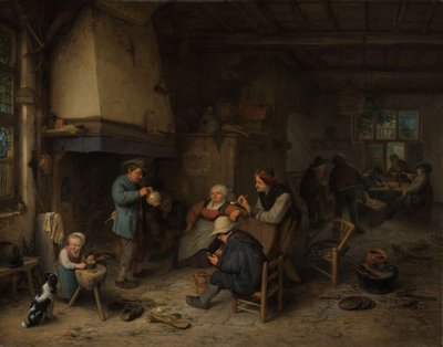 Bønder i et indre av Adriaen van Ostade