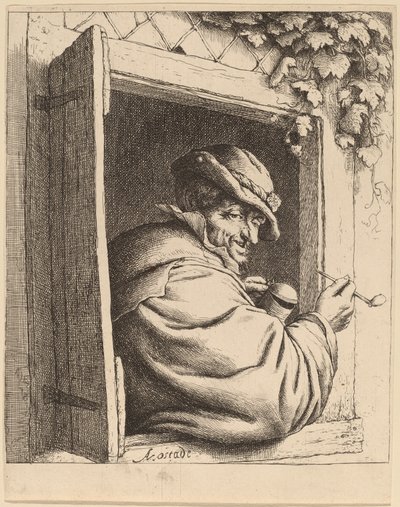 Røyker ved et vindu av Adriaen van Ostade