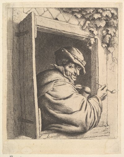 Røyker ved vinduet av Adriaen van Ostade