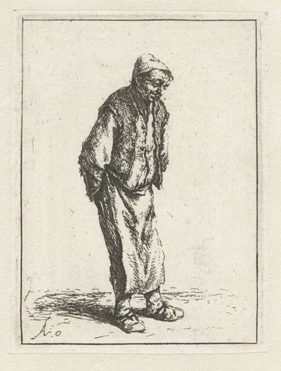 Stående bonde med hendene bak ryggen Tiggeren med hendene bak ryggen av Adriaen van Ostade