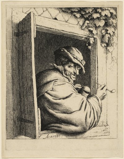 Røykeren ved vinduet av Adriaen van Ostade