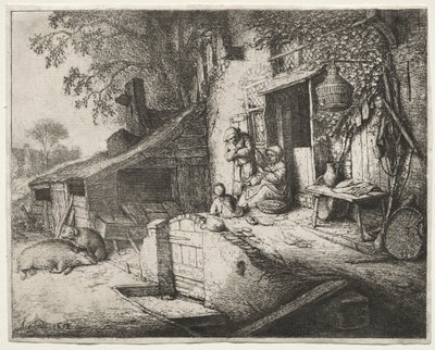 Kvinnen som spinner av Adriaen van Ostade