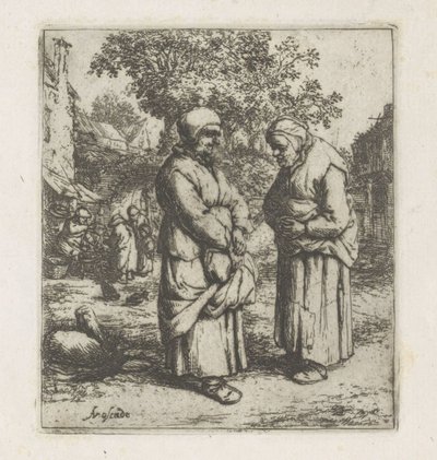 To gamle kvinner i samtale De to sladderen av Adriaen van Ostade
