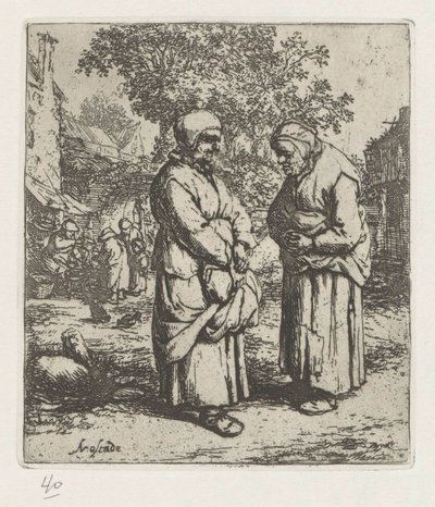 To gamle kvinner snakker av Adriaen van Ostade