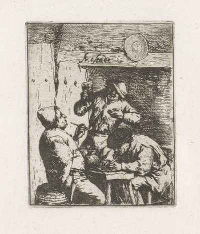 To røykere og drikker i vertshuset av Adriaen van Ostade