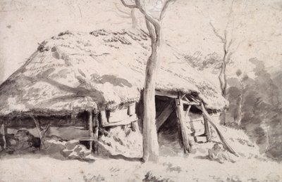 En sauefold i skogen (kritt og vask) av Adriaen van de Velde