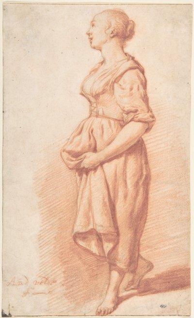 Ein junges Mädchen, das nach links geht av Adriaen van de Velde