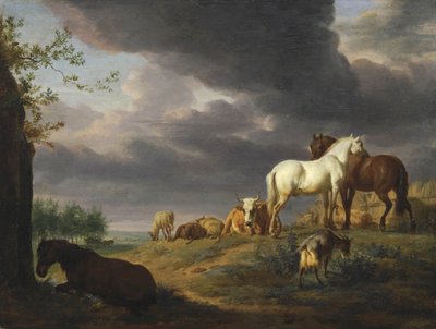 Landskap med hester og annet husdyr Landskap med hester og annet husdyr av Adriaen van de Velde