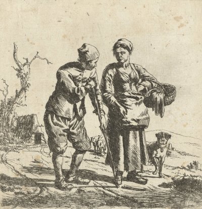 Bonde og kona i samtale av Adriaen van de Velde
