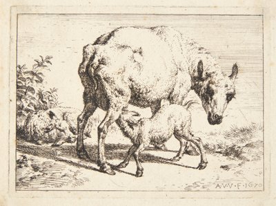 Sau og to lam av Adriaen van de Velde