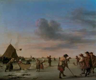 Golfere på isen nær Haarlem, 1668 (panel) av Adriaen van de Velde