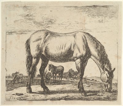 Beitende hest, fra forskjellige dyr. av Adriaen van de Velde