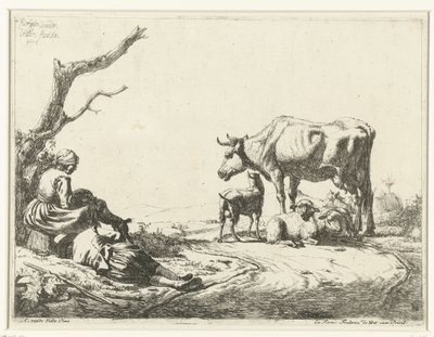 Hyrde og gjeterinne med husdyr av Adriaen van de Velde