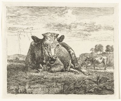 liggende ku Forskjellige dyr (serietittel) av Adriaen van de Velde