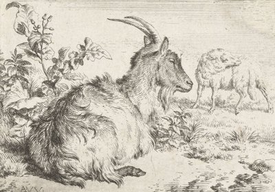 Løgnende geit, 1670 av Adriaen van de Velde