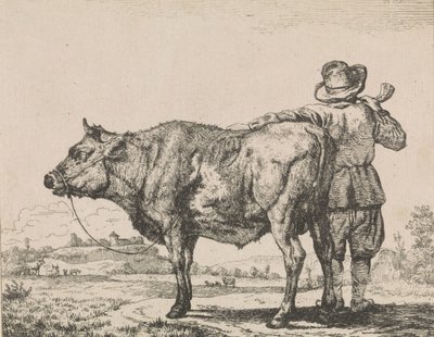 Mann som står med oksen av Adriaen van de Velde