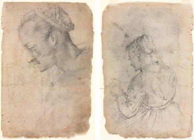 Profil av en kvinnes hode (recto) A Kitchen Maid (verso) av Adriaen van de Velde