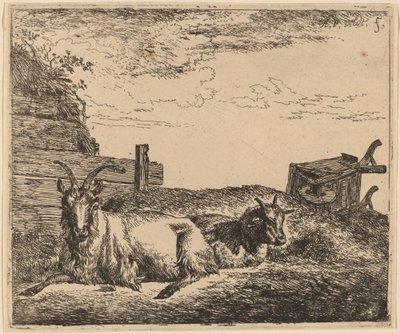 Liggende geiter av Adriaen van de Velde
