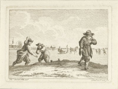 Snøballkastere, gravert av Anthonij van der Haer, ca. 1745-85 (etsing) av Adriaen van de Velde
