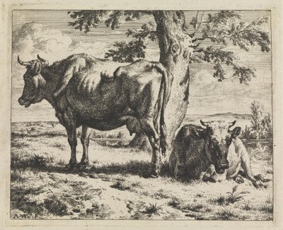 To kyr under et tre av Adriaen van de Velde
