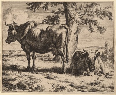 To kyr under et tre av Adriaen van de Velde