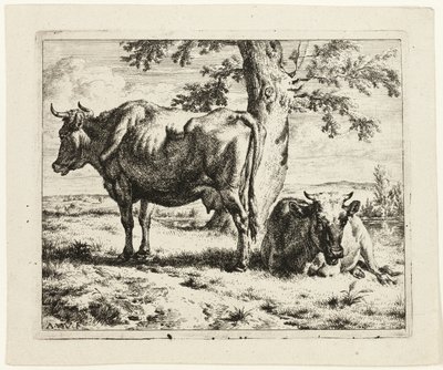 To kyr under et tre av Adriaen van de Velde