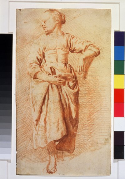Kvinne i bondekjole. 1670-1675 (kritt) av Adriaen van de Velde