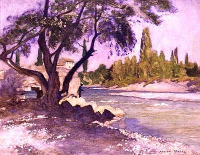 The Durance i Sisteron, Frankrike (akvarell på papir) av Adrian Scott Stokes