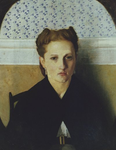Portrett av kunstnerens kone (olje på lerret) av Adriano Cecioni