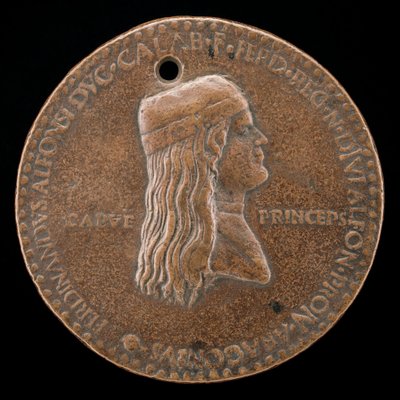 Ferdinand II av Aragon, død 1496, prins av Capua og konge av Napoli 1495 [obv], 1494 eller før. av Adriano Fiorentino