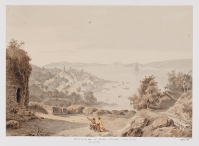 Utsikt over Ternate og veien til Ternate, vestkysten av Halmahera, Nord-Maluku av Adrianus Johannes Bik