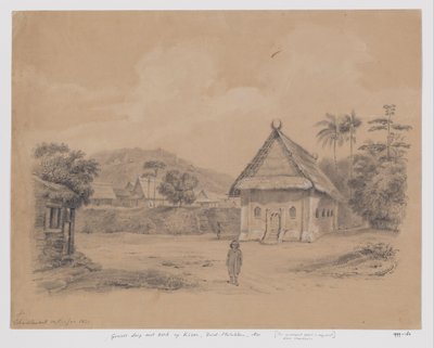 Utsikt over landsbyen med kirken på Kisar, Sør-Molukkene av Adrianus Johannes Bik