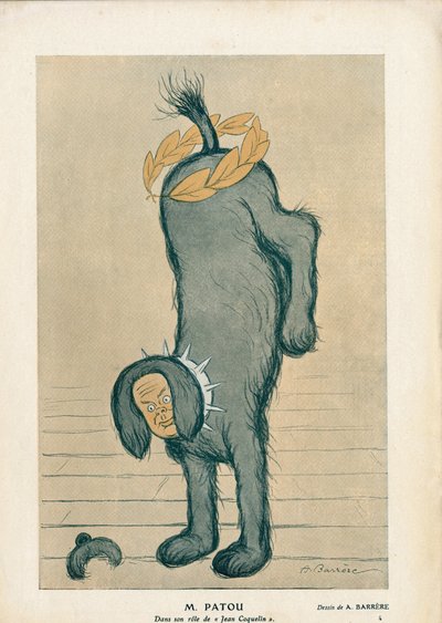 Karakteren til stykket "" Chantecler"" av Edmond Rostand Jean Coquelin i rollen som hunden Patou - Fantasio av Adrien Barrere