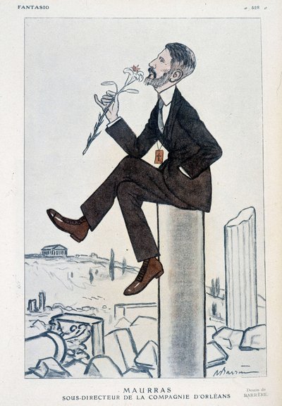 Charles Maurras, fransk politiker og forfatter (1868-1952), visedirektør for Orleans-kampanjen - Illustrasjon av Adrien Barrere (1877-1931) i "" Fantasio"" av 15.05.1923 av Adrien Barrere