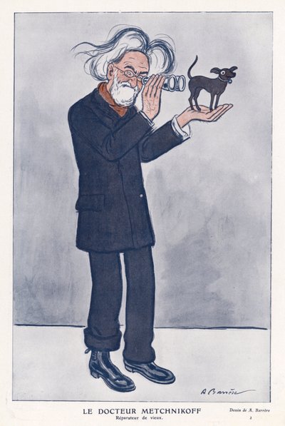 Elie Metchnikoff , russisk zoolog (farge litho) av Adrien Barrere