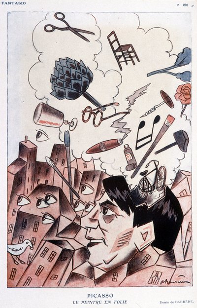 Humoristisk tegning på Pablo Picasso av Barrère - i "" Fantasio", fra 15.11.1928. av Adrien Barrere
