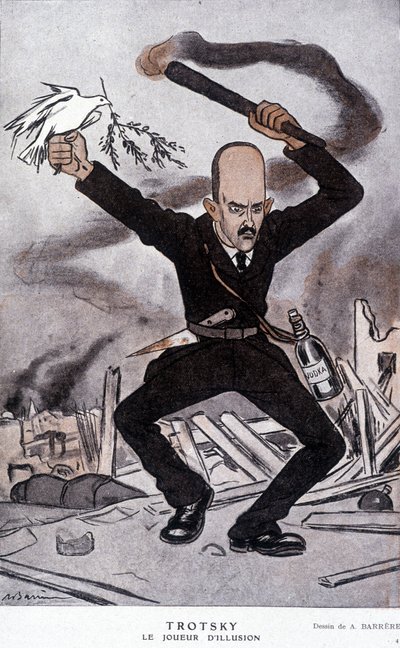 Leon Trotsky (Trotsky) (1879-1940), illusjonsspilleren - tegneserie av Barrère, i "" Fantasio"" fra 15.03.1918 av Adrien Barrere