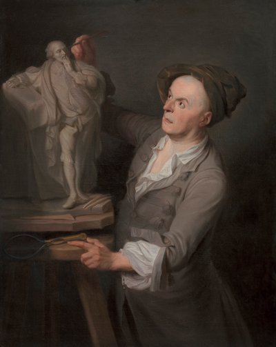 Louis-Francois Roubiliac modellerer sitt monument til Shakespeare av Adrien Carpentiers