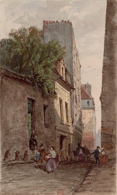 Diakonens hus François de Pâris (1690-1727), Paris, rue des Bourguignons (nå boulevard de Port-Royal). Tegning av Adrien Dauzats (1804-1868) av Adrien Dauzats