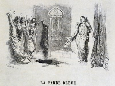 Beard Bleue - i "Les Tales de Fées"" av Charles Perrault, illustrasjoner av Adrien Marie av Adrien Emmanuel Marie
