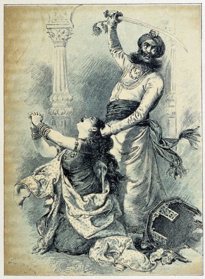 Beard Bleue - i "Les Tales de Fées"" av Charles Perrault, illustrasjoner av Adrien Marie av Adrien Emmanuel Marie