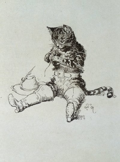 Puss in Boots - i "Les Contes de Fées"" av Charles Perrault, illustrasjoner av Adrien Marie av Adrien Emmanuel Marie