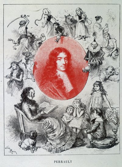 Portrett av Charles Perrault - i "Les contes de fees"" av Charles Perrault, illustrasjoner av Adrien Marie av Adrien Emmanuel Marie