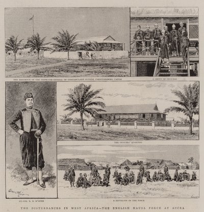 Forstyrrelsene i Vest-Afrika, den engelske Hausa-styrken i Accra av Adrien Emmanuel Marie