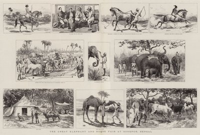 Den store elefant- og hestemessen i Sonepur, Bengal av Adrien Emmanuel Marie