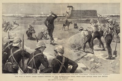 Krigen i Egypt, Arabi Pashas posisjon på Mahmoudiyeh-kanalen nær Kafr Dowar fra de britiske linjene ved Ramleh av Adrien Emmanuel Marie